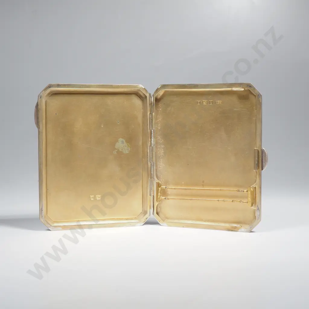 Sterling silver and enamel cigarette case, HM Birmingham 1929 Image 1++