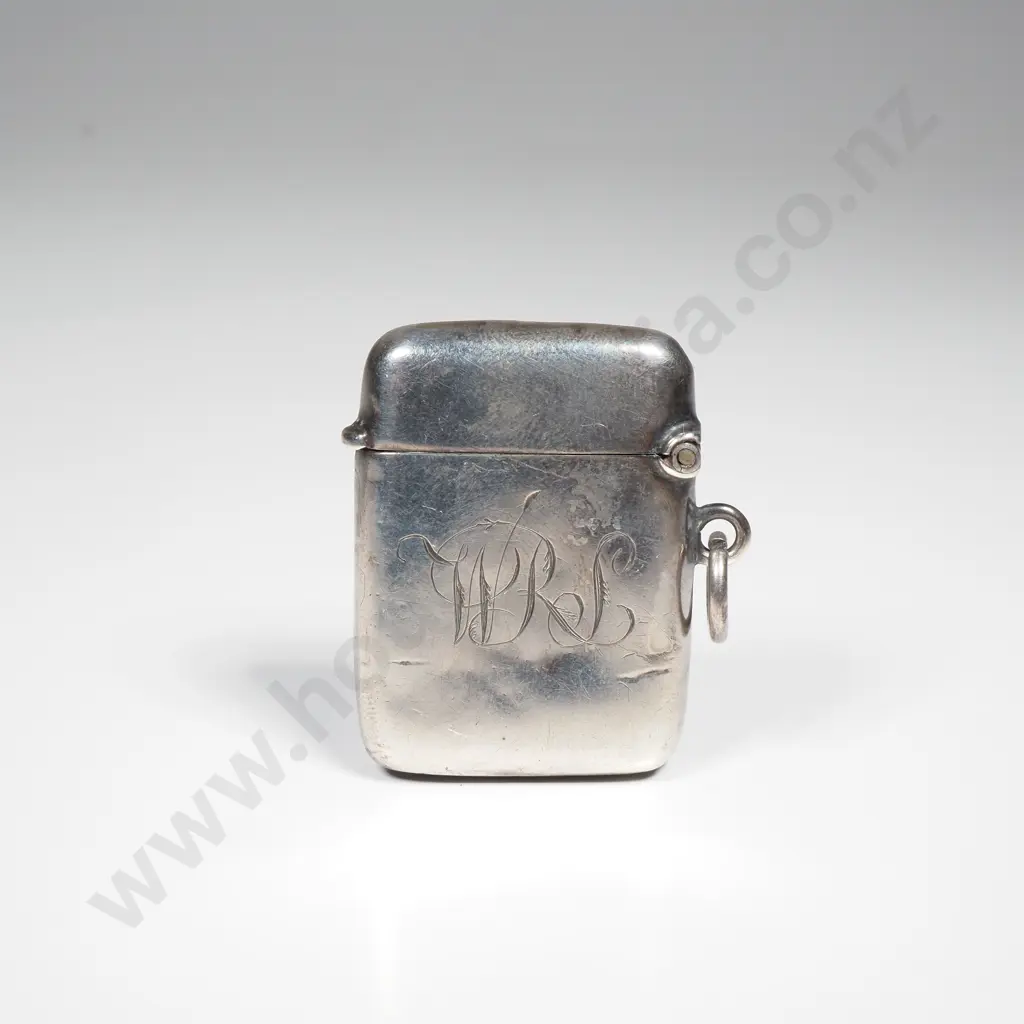 Plain sterling silver wax vesta case, HM Birmingham 1919 Image 1++