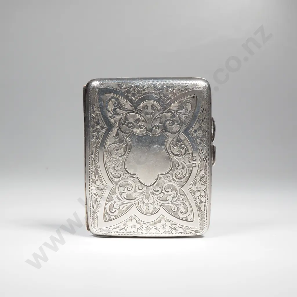 Edwardian Sterling Silver Purse or Wallet w Fitted Leather Interior Image 1++