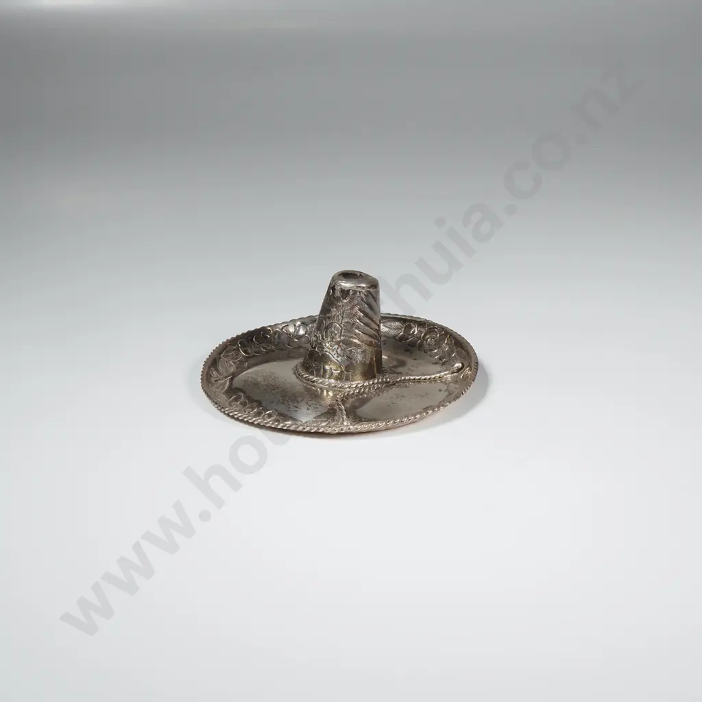 Vintage Sterling Silver Mexican Sombrero Trinket Dish , Marked 925 Mexico Image 1++
