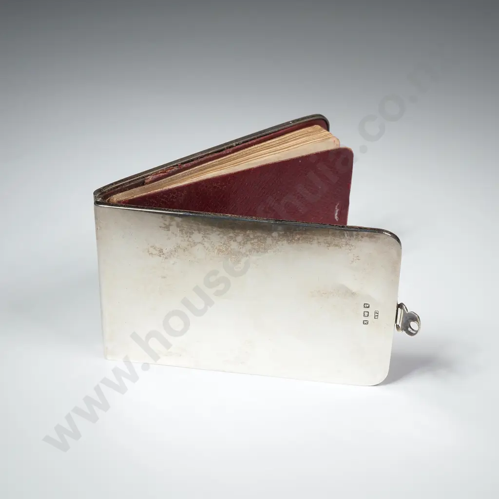 Sterling Silver Ladies Purse, Notebook & Stamp Holder w Red Leather Interior Image 1++