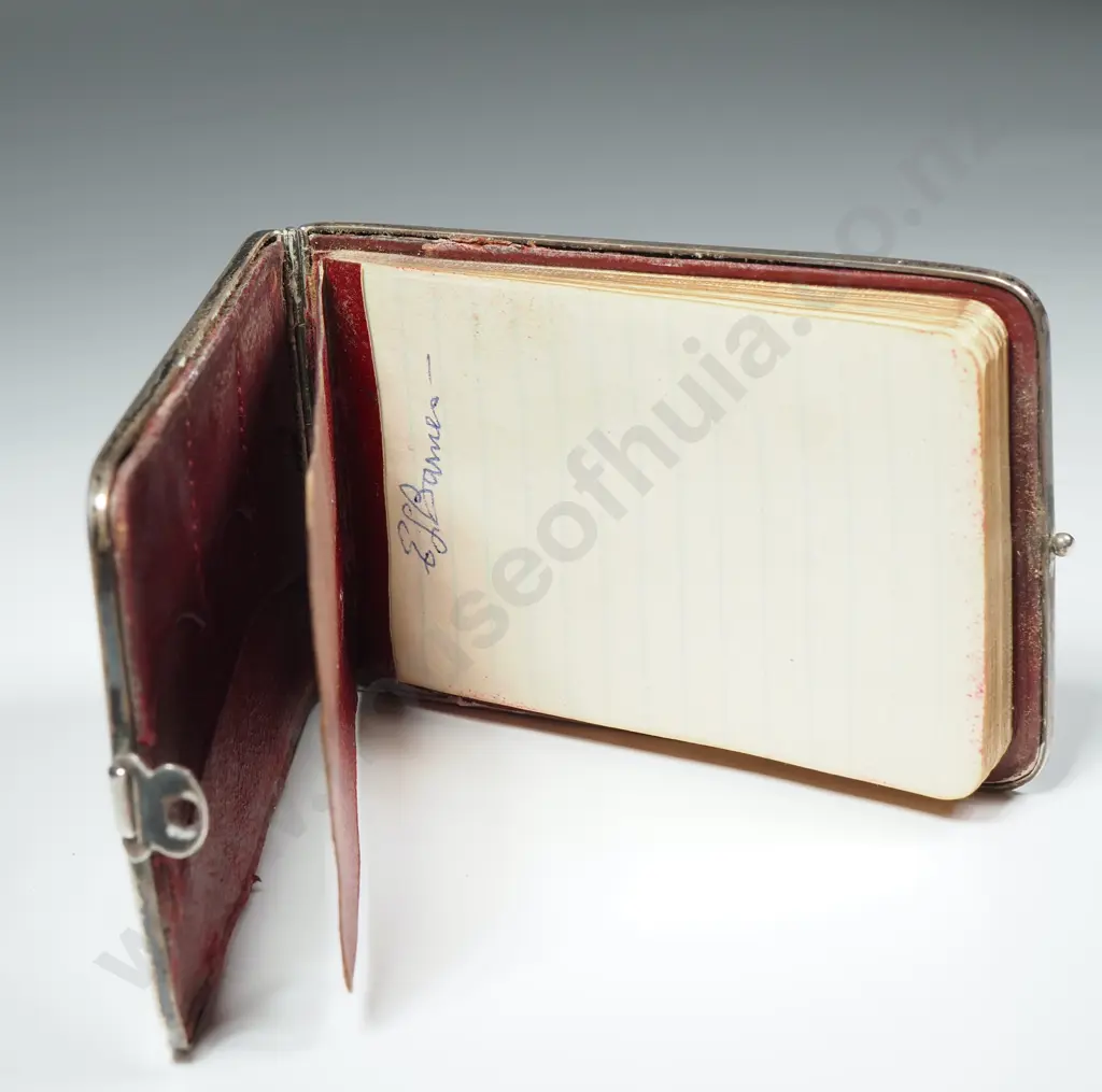 Sterling Silver Ladies Purse, Notebook & Stamp Holder w Red Leather Interior Image 1++
