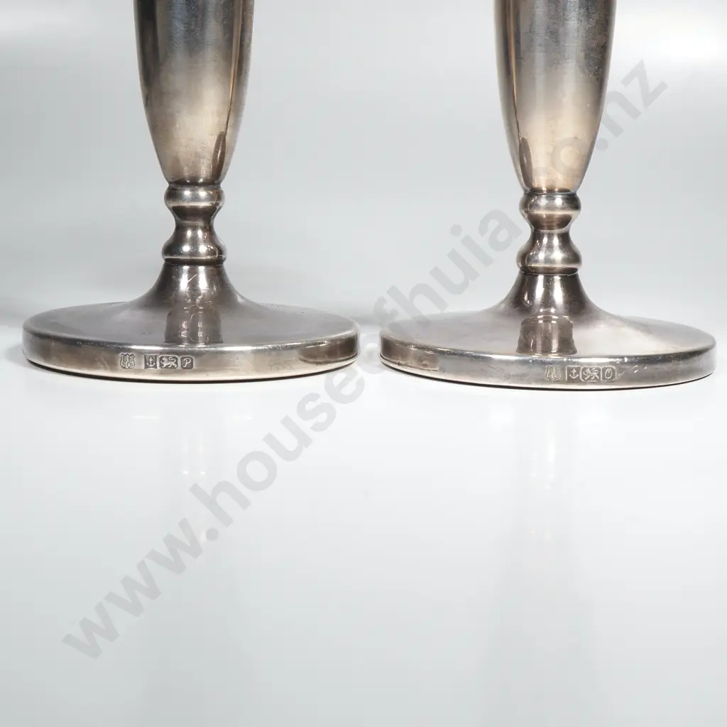 Pair of sterling silver candle stick holders, HM Birmingham 1988 / 1989 Image 1++
