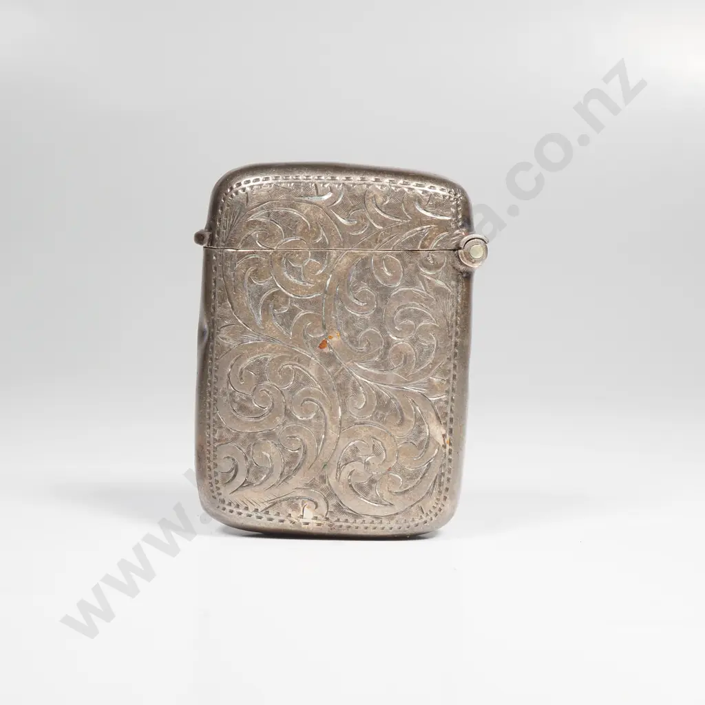 Hand engraved sterling silver wax vesta case, HM Chester 1902 Image 1++