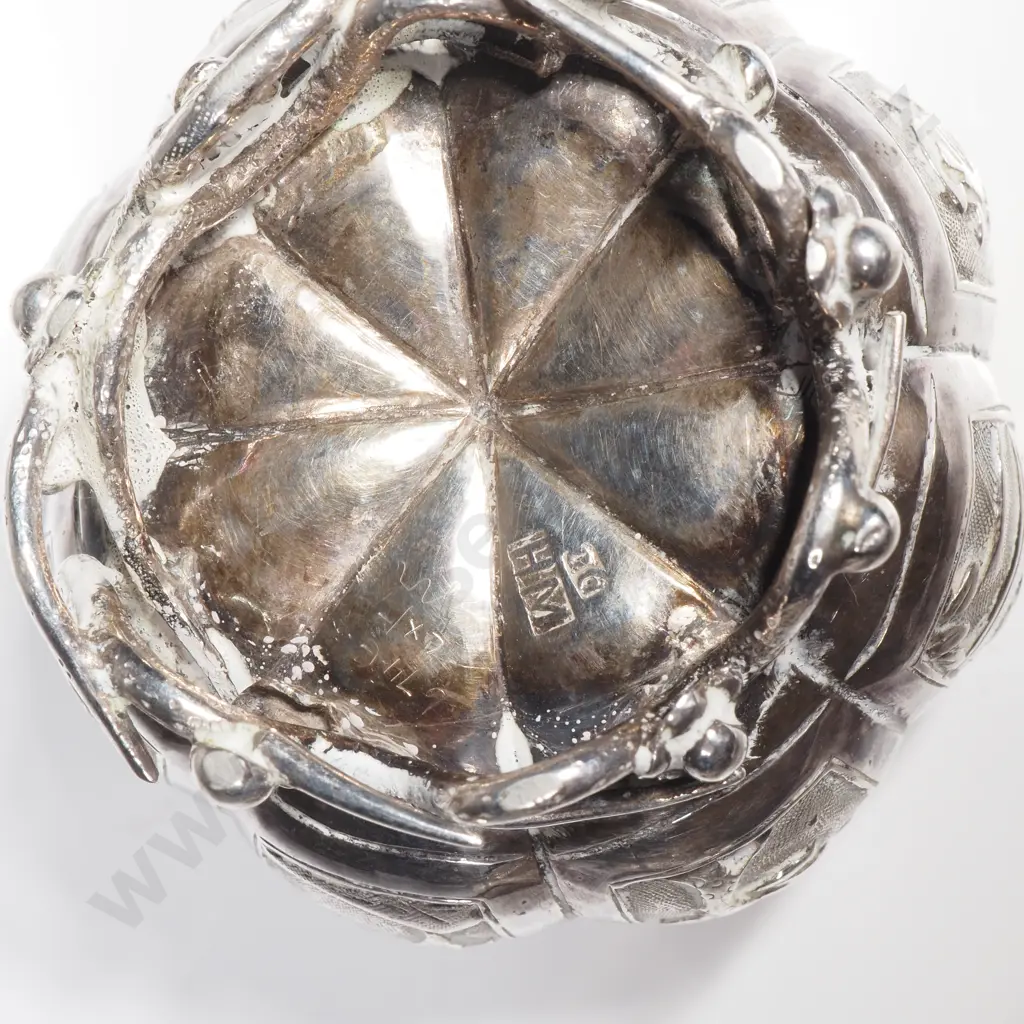 Pair of Sterling Silver Chinese Export Wang Hing Salts w Liners Image 1++