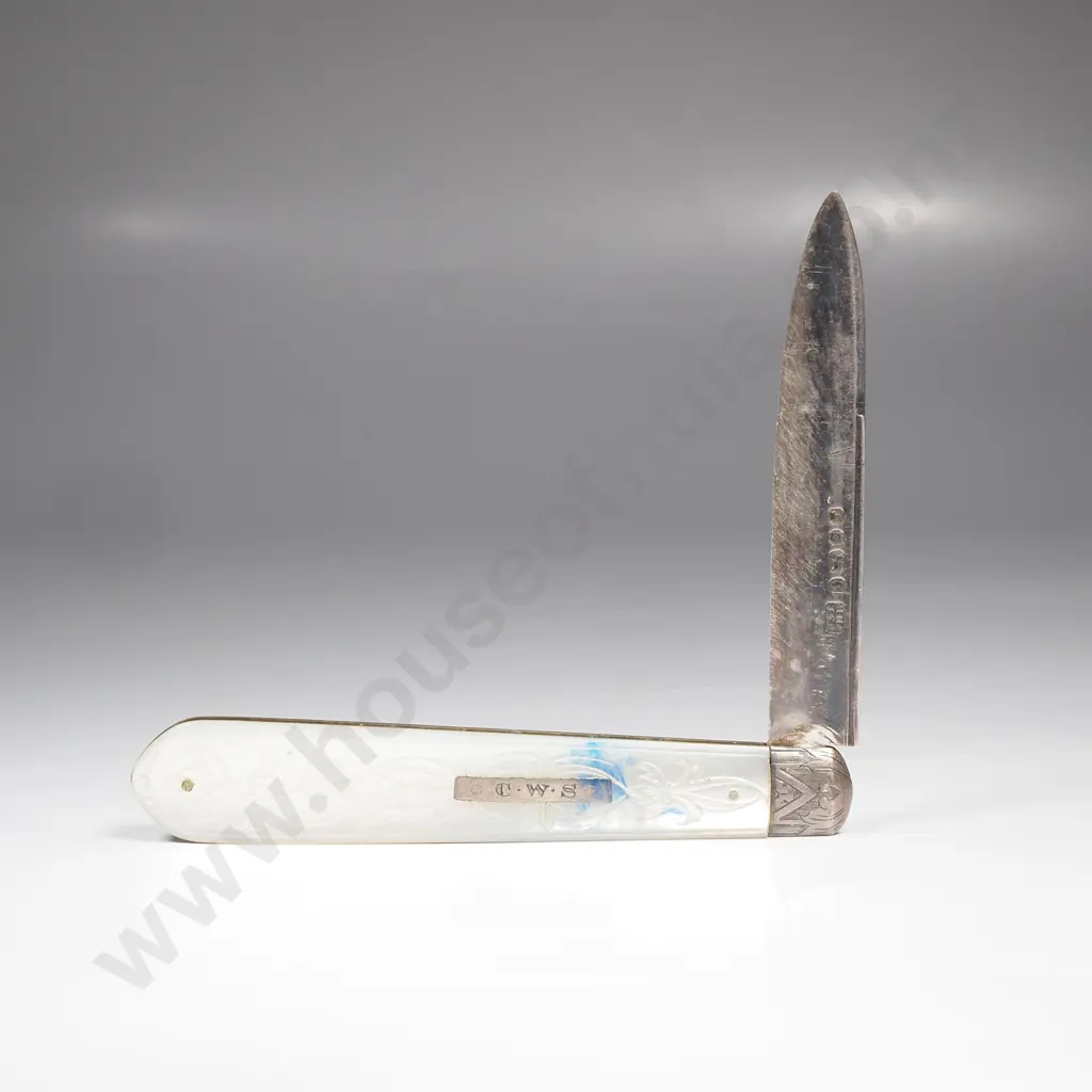 Sterling Silver Mother of Pearl Pocket Knife Image 1++