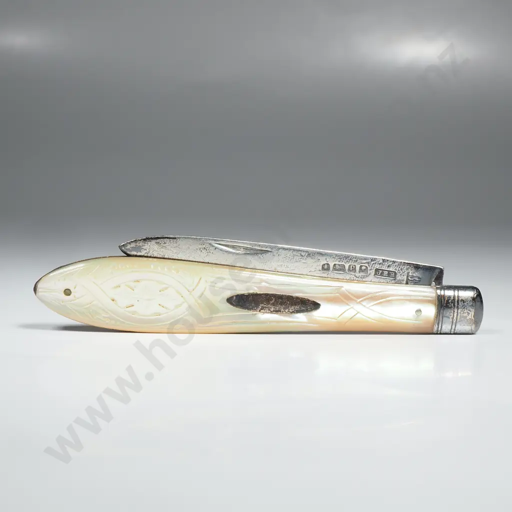 Sterling Silver Mother of Pearl Pocket Knife Image 1++