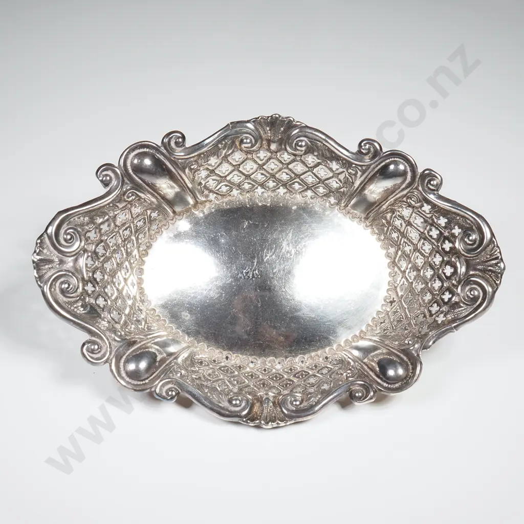 Antique Pierced Sterling Silver Bon Bon Dish 1897 Image 1++