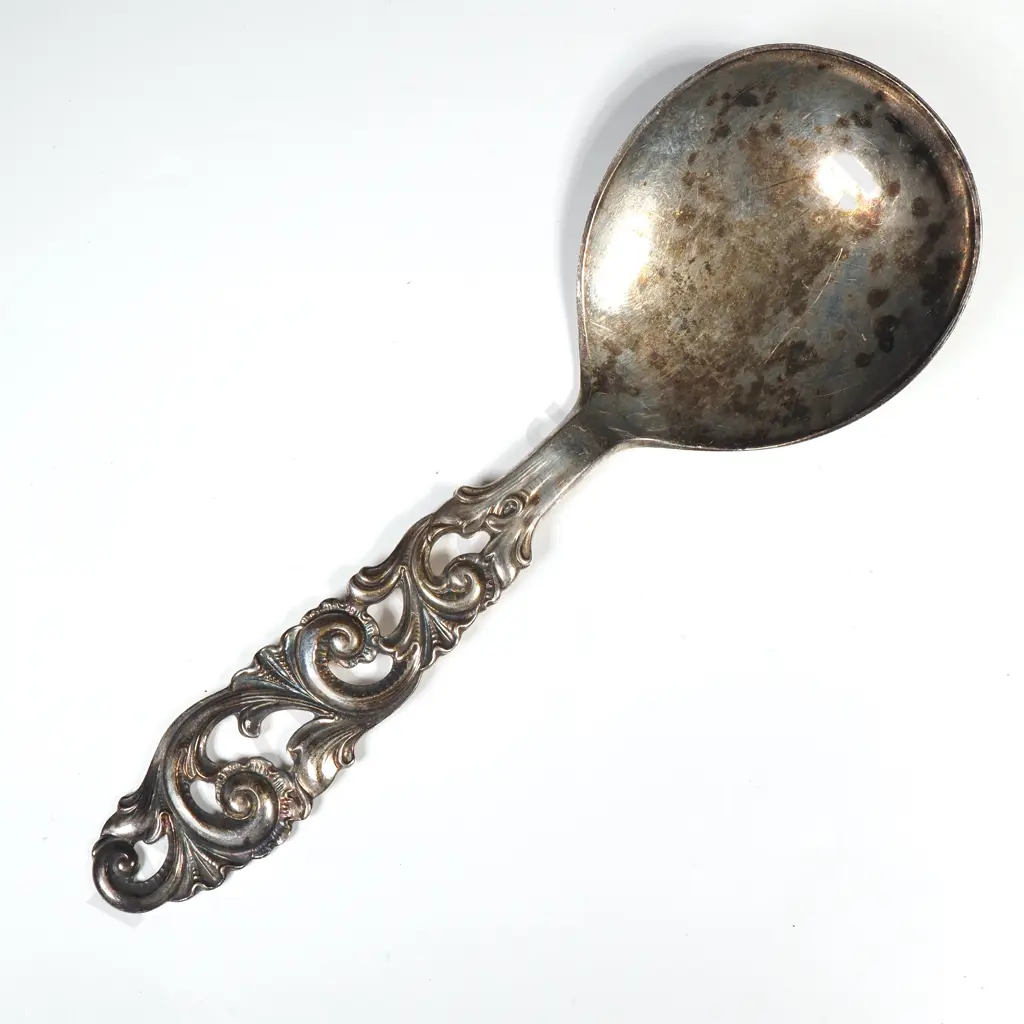 Norwegian 830 Silver Tea Caddy Spoon by Brodrene Mylius in the Tele Pattern Image 1++