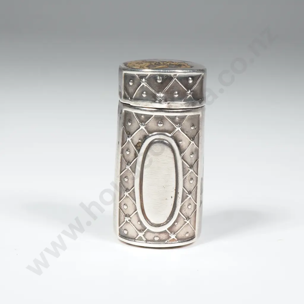 Miniature Sterling Silver Container w Expanding Sterling Silver Cigarette Holder Image 1++