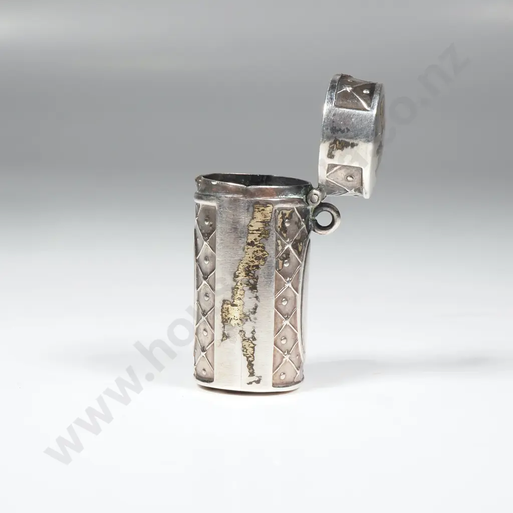 Miniature Sterling Silver Container w Expanding Sterling Silver Cigarette Holder Image 1++