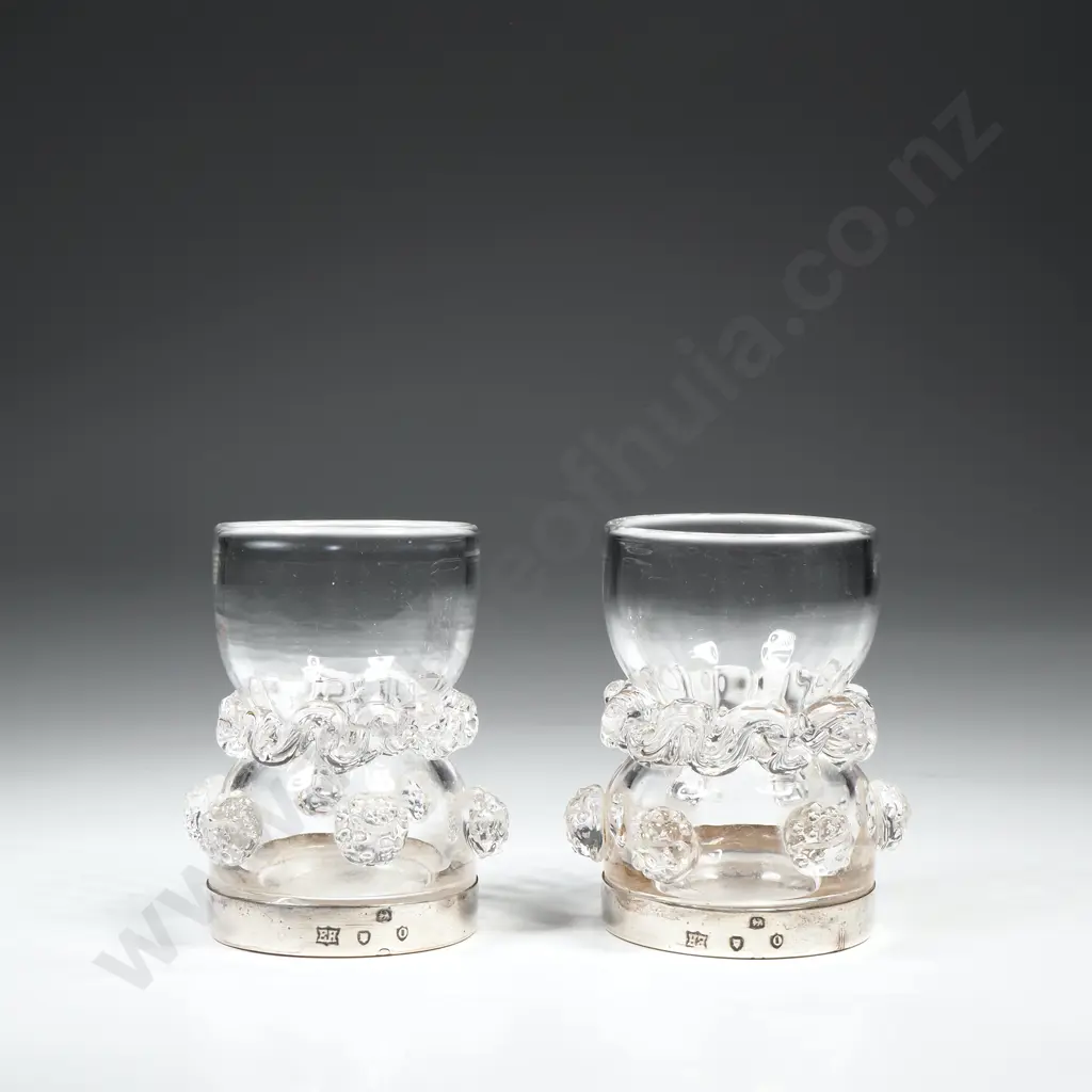 Pair of Sterling Silver Capped Glass Bud Vases Image 1++