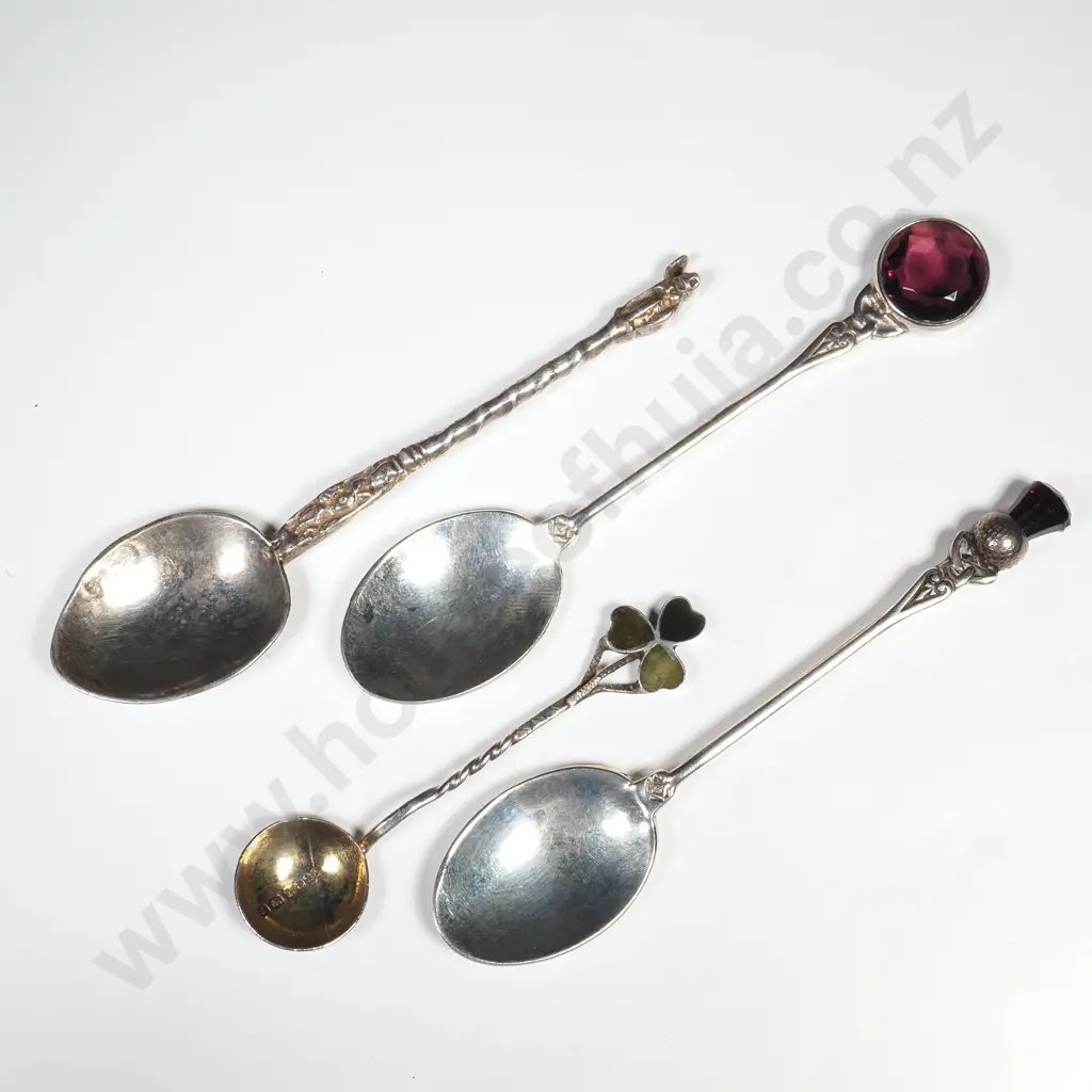 Three Sterling Silver Celtic Themed Souvenir Spoons & a Mustard Spoon Image 1++