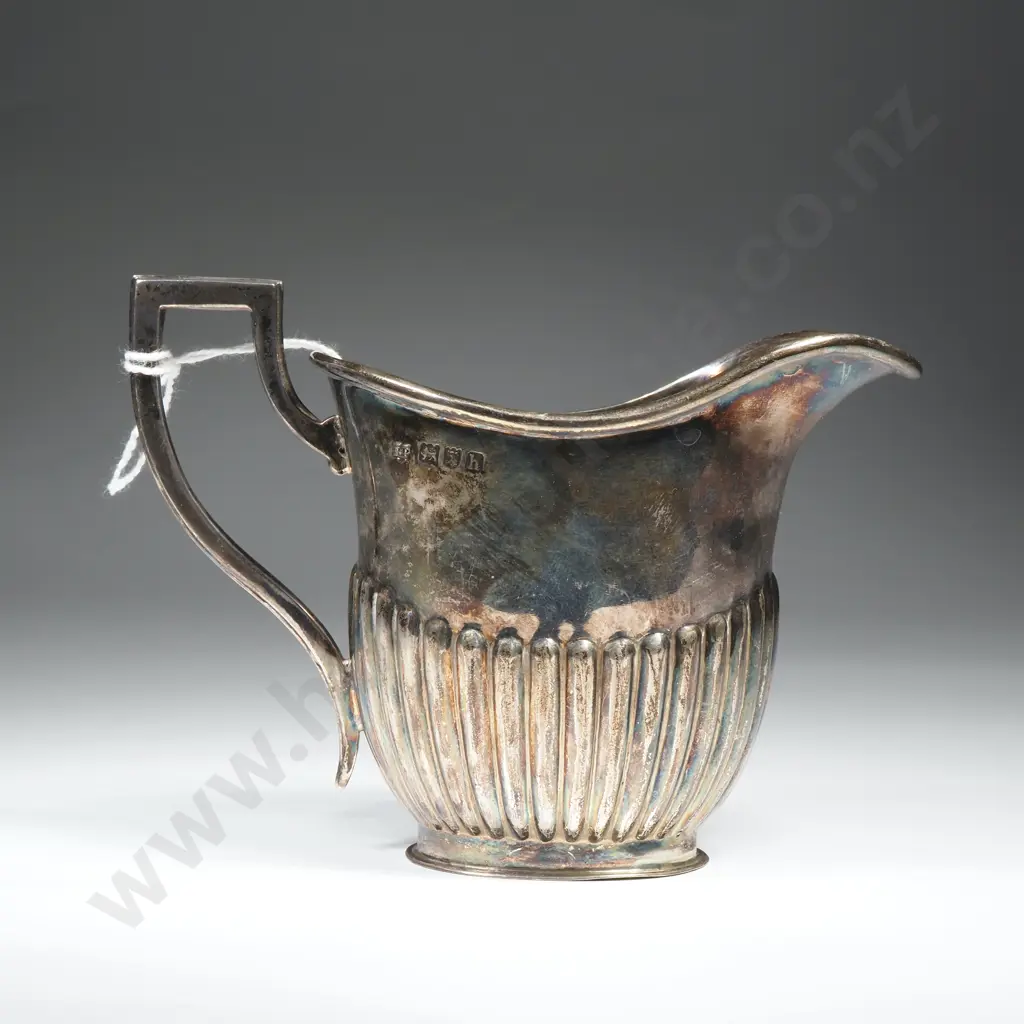 Vintage Sterling Silver Cream Jug w Ribbed Lower Section Image 1++