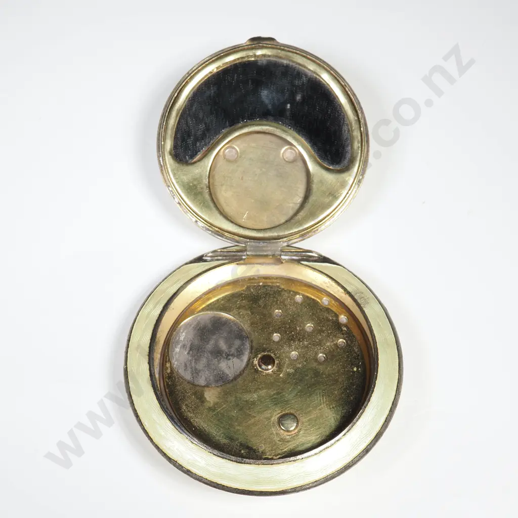 Ornate Antique S/P Enameled Powder Compact Image 1++