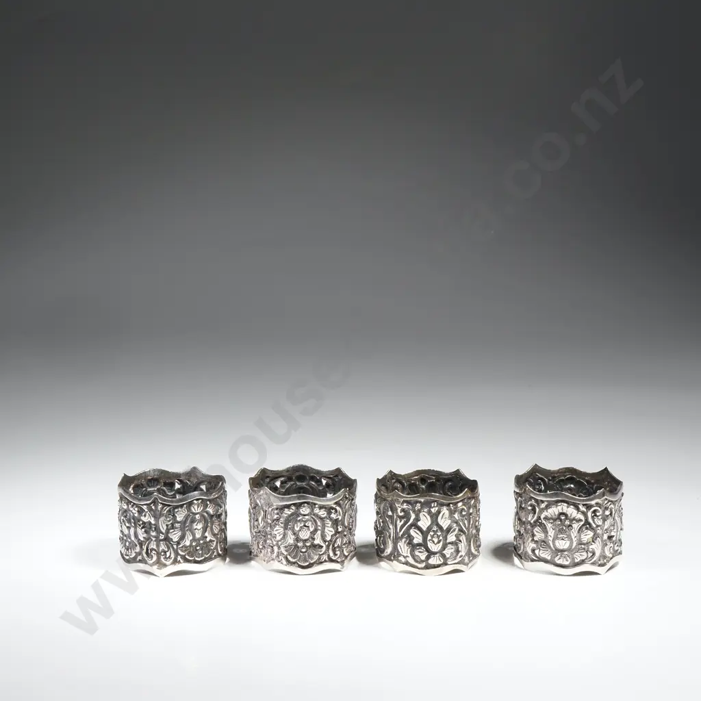 Four .800 Silver Napkin Rings Image 1++