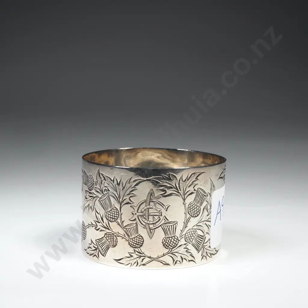 Sterling Silver Scottish Themed Napkin Ring - 30.85 Grams Image 1++