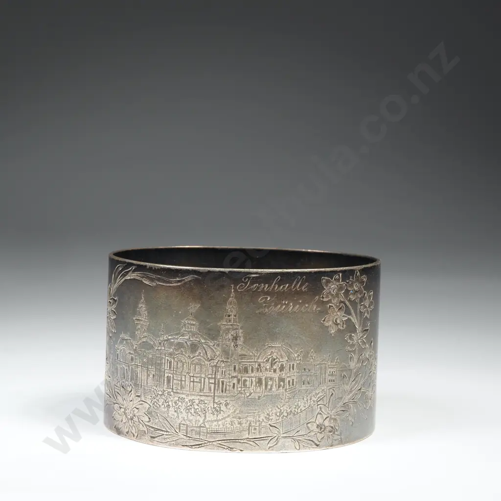.800 silver large napkin ring, hand engraved Image 1++