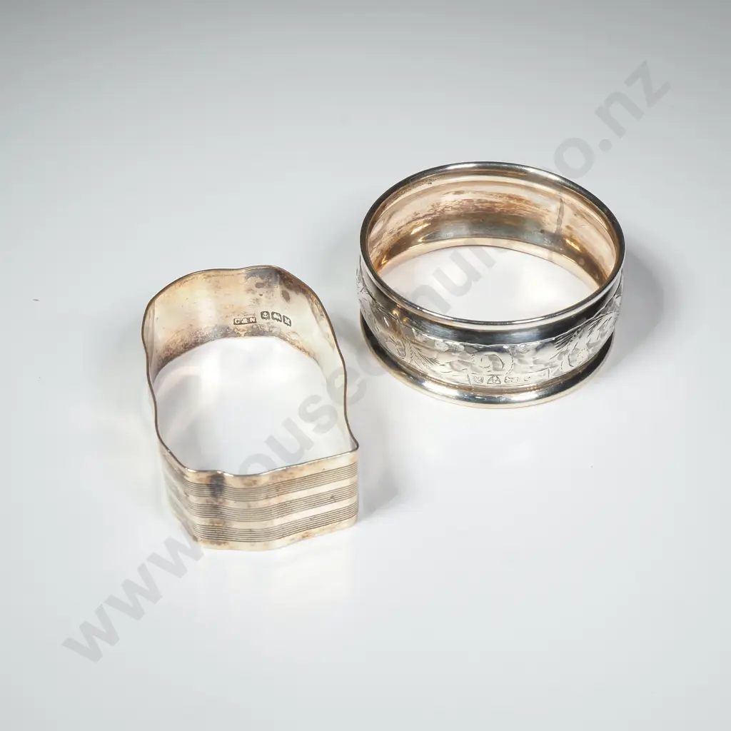 Two Sterling Silver Serviette Rings Image 1++