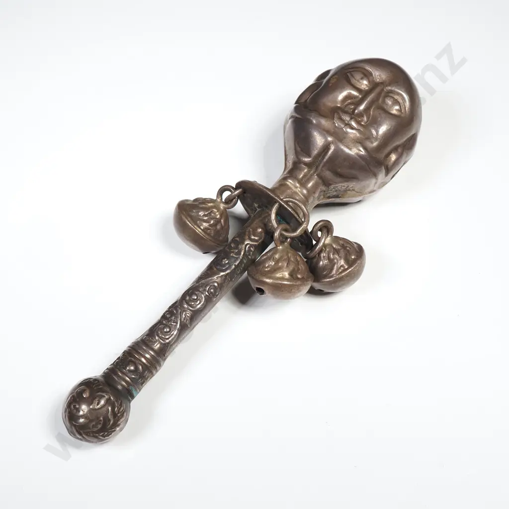 Sterling Silver Babies Rattle w Humpty Dumpty Image 1++