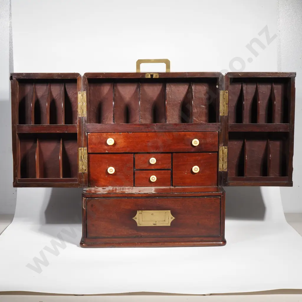 Antique Mahogany Campaign Stationary Chest Image 1++