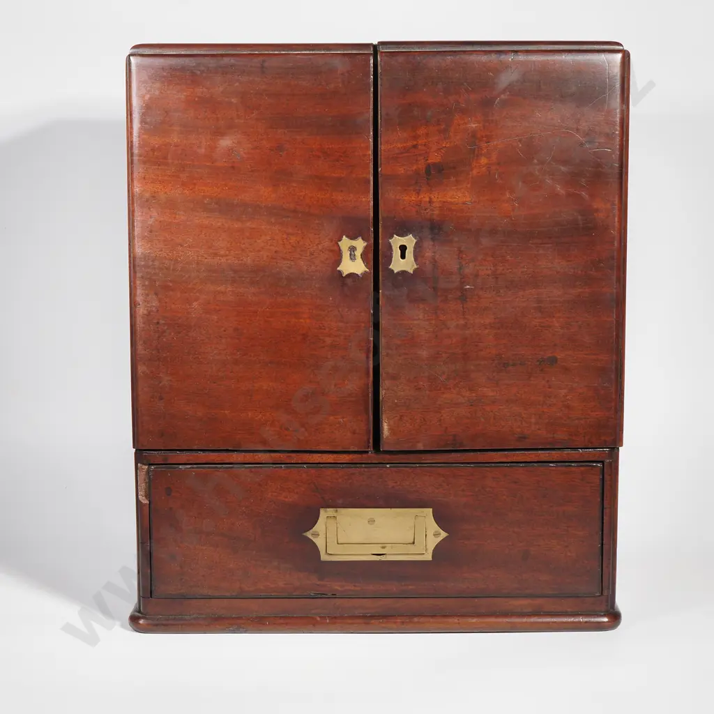 Antique Mahogany Campaign Stationary Chest Image 1++