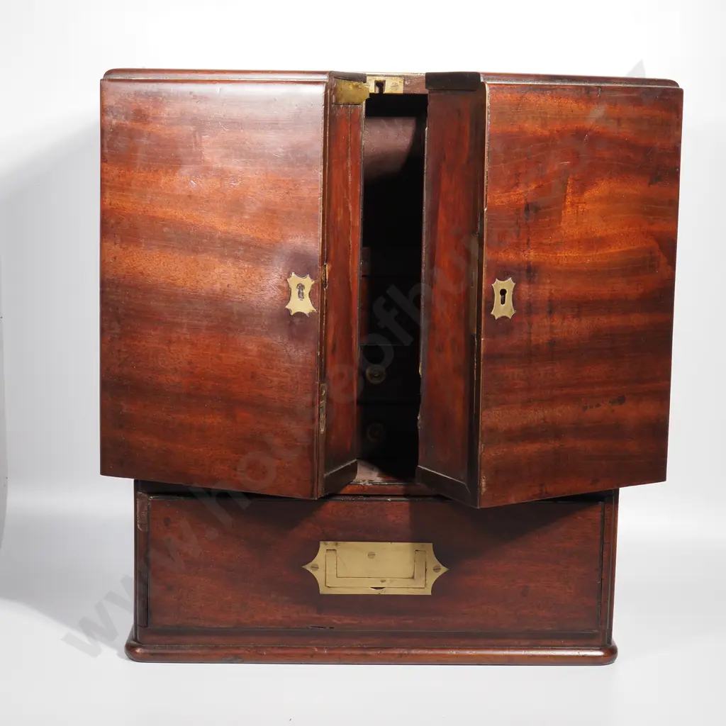Antique Mahogany Campaign Stationary Chest Image 1++