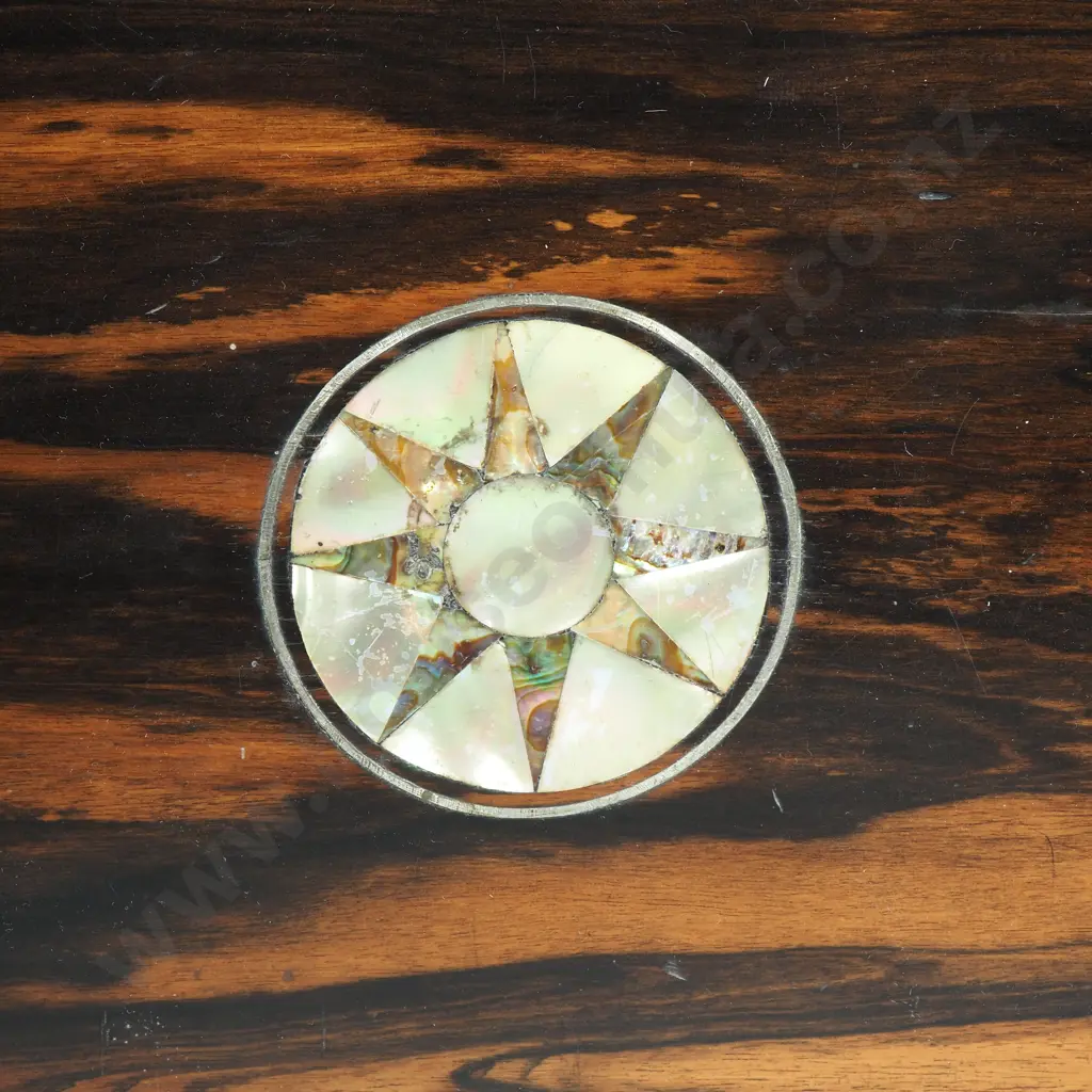 Antique Wooden Vanity Box w Mother of Pearl Inlay Image 1++