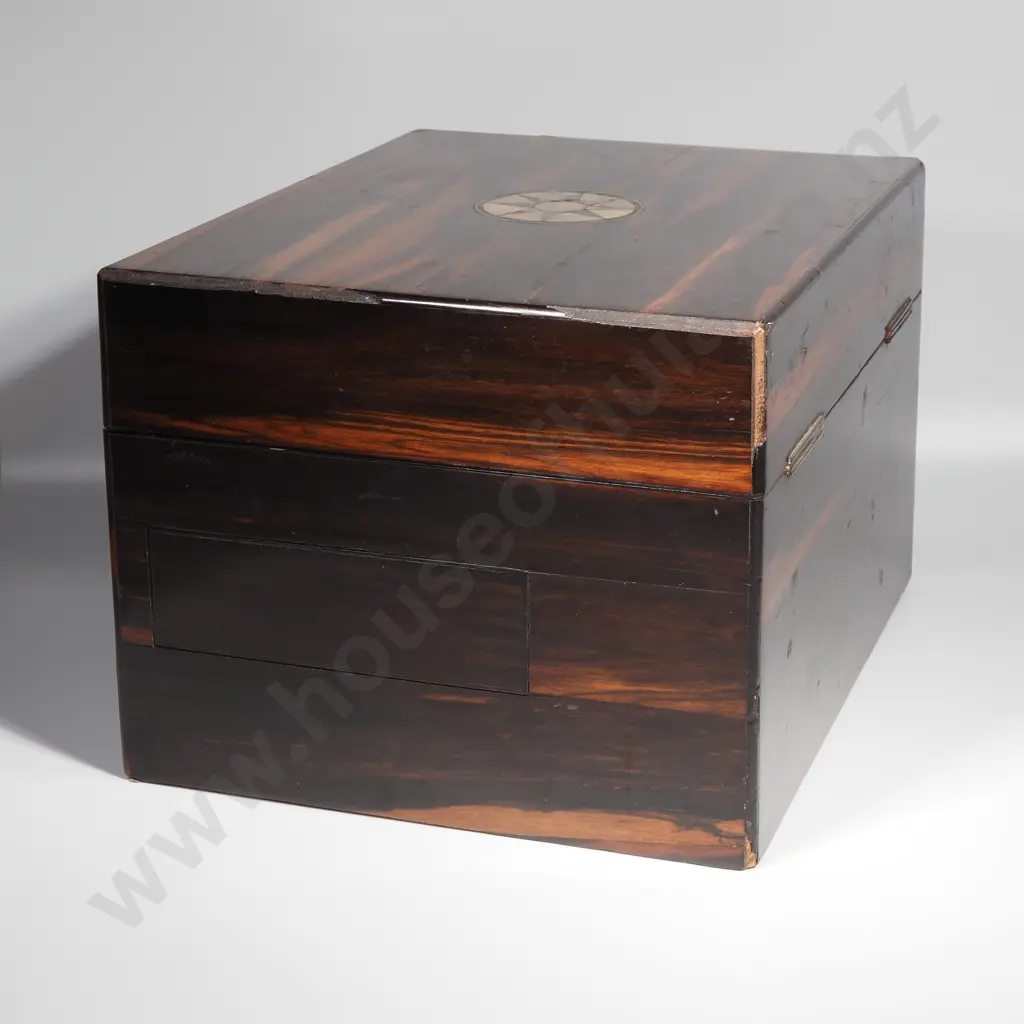 Antique Wooden Vanity Box w Mother of Pearl Inlay Image 1++