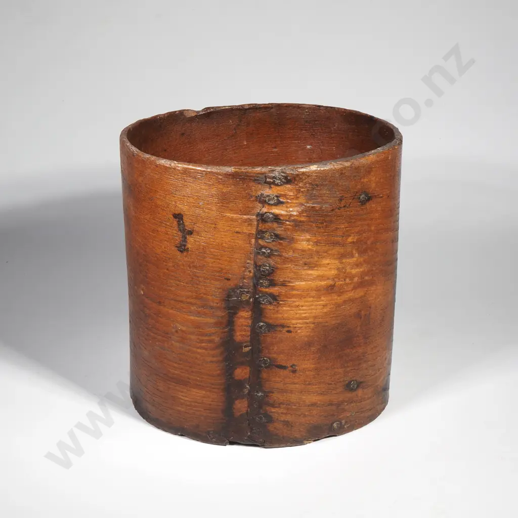 British Bentwood Grain Measure w Overlapping Fingers or Lappers, Verification Stamp G2R & Crown & the Word  'Gallon' Image 1++