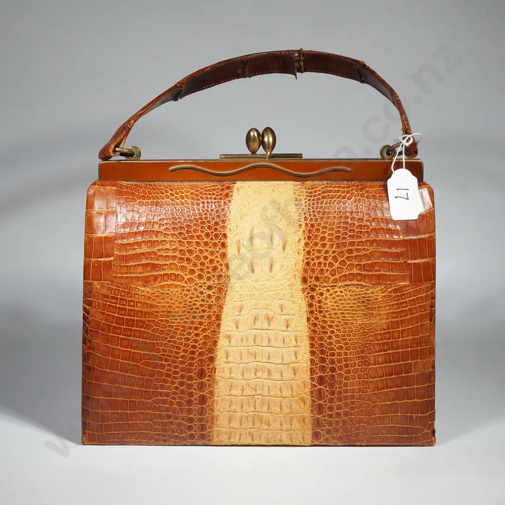 Vintage Crocodile Skin Handbag Image 1++