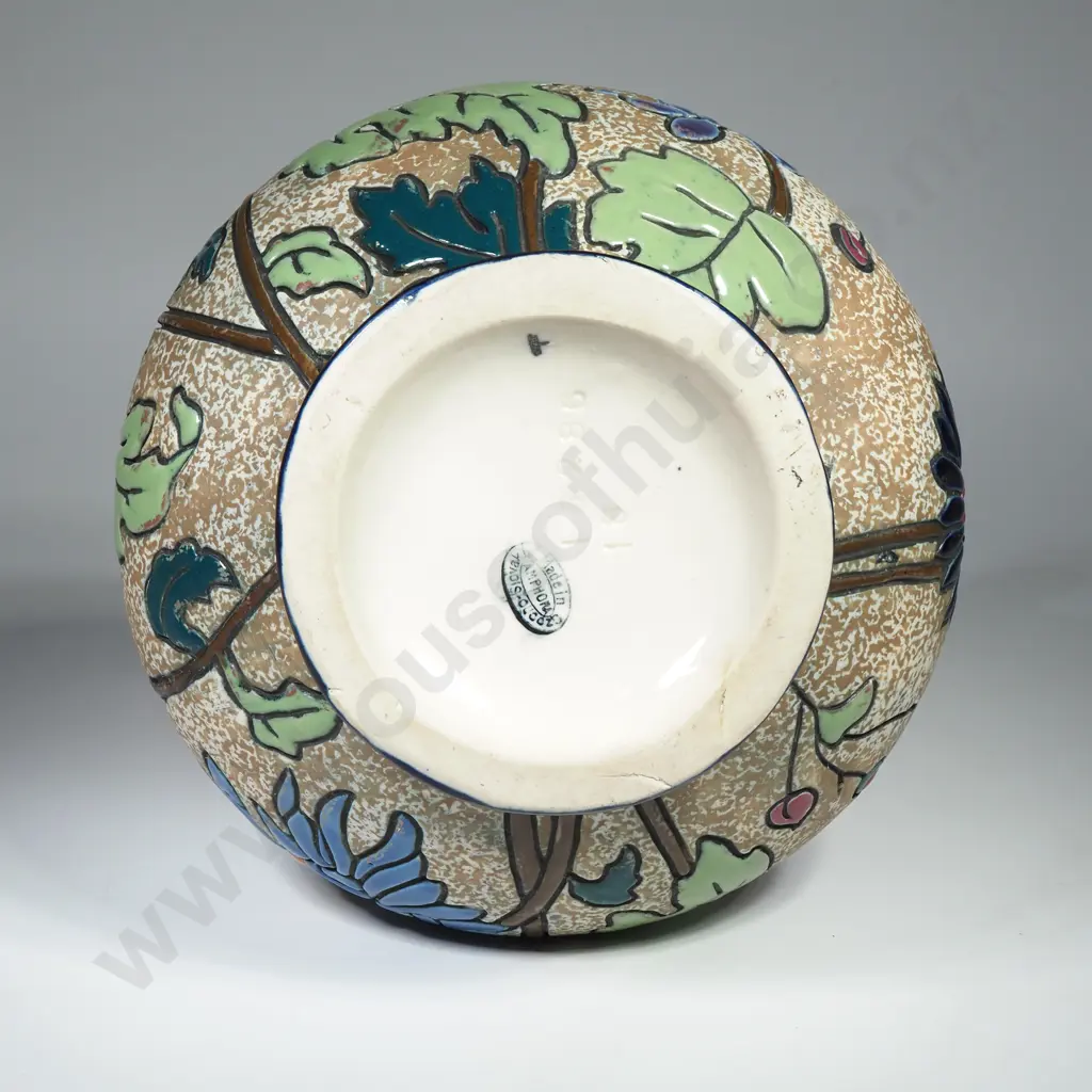 Amphora Art Nouveau Style 'Campina' Double Spouted Pottery Vase w Floral Motifs depicting Chrysanthemums Image 1++