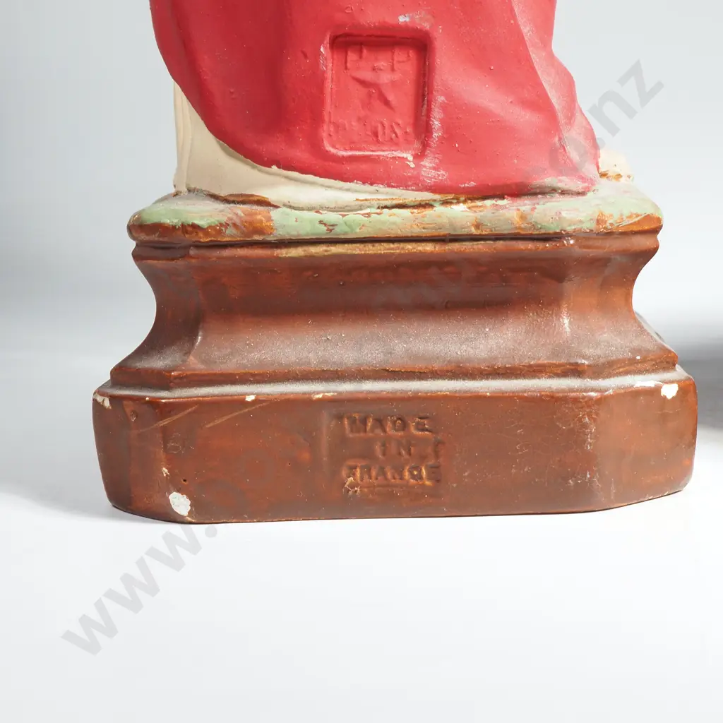 Two French Plaster Religious Figures Signed. Image 1++