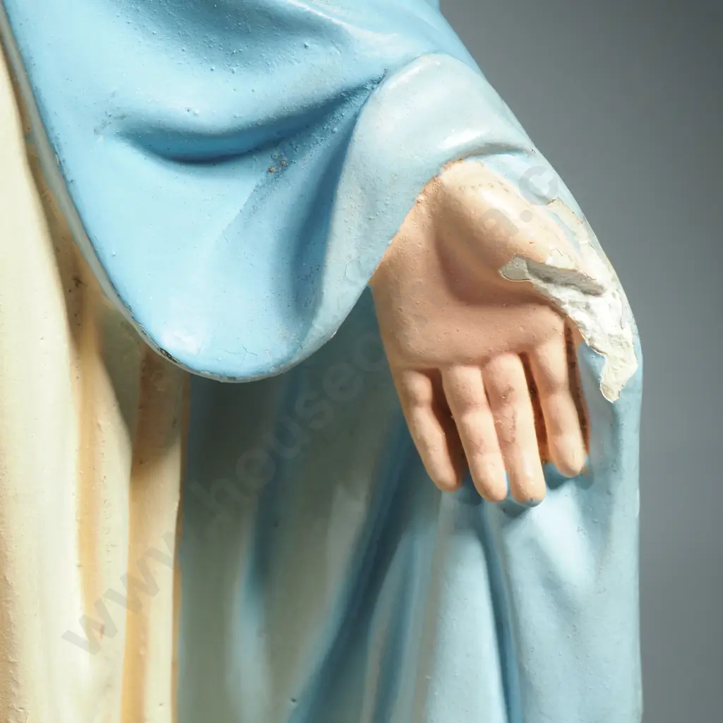 Two French Plaster Religious Figures Signed. Image 1++