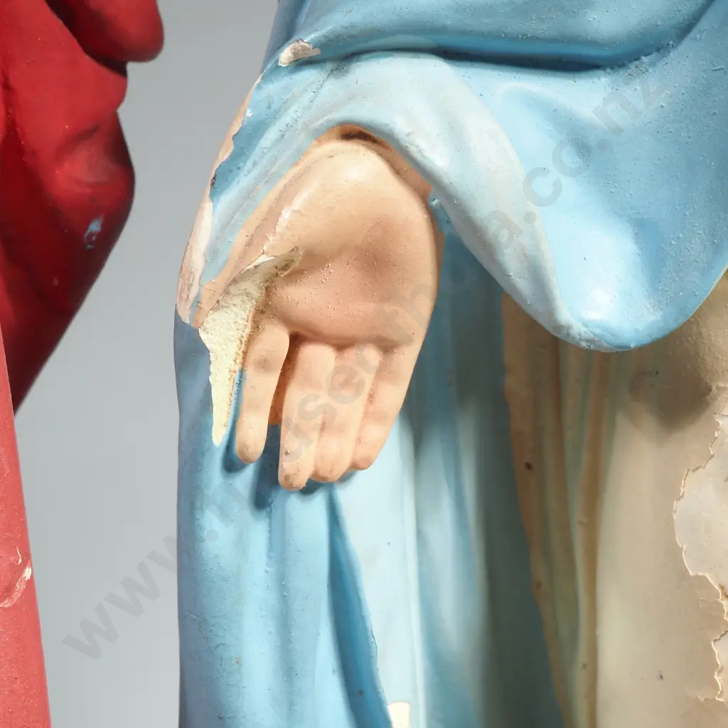 Two French Plaster Religious Figures Signed. Image 1++