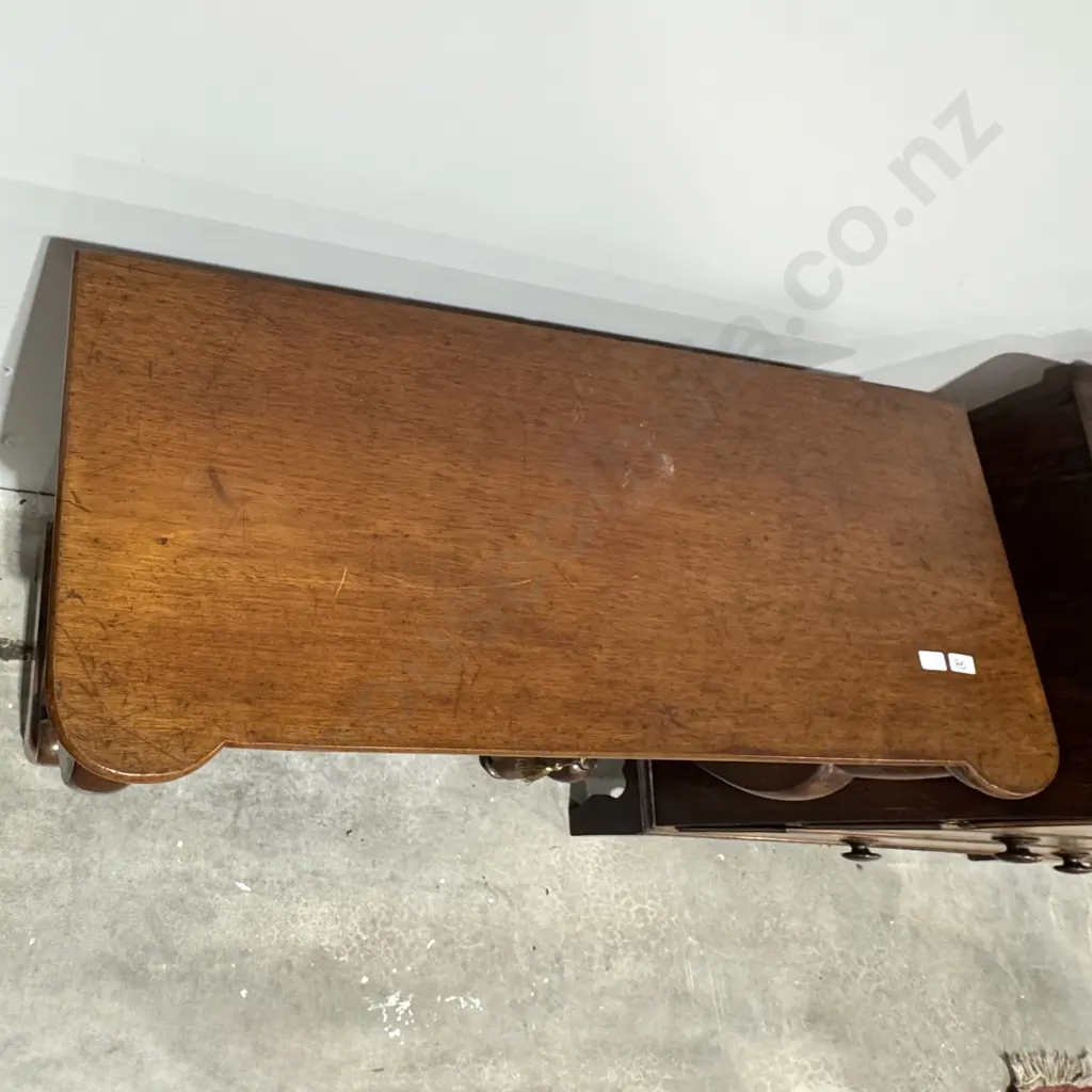 Antique Louise Phillipe Style Mirror Back Mahogany Console Table w Single Frieze Drawer & Curved Supports Image 1++