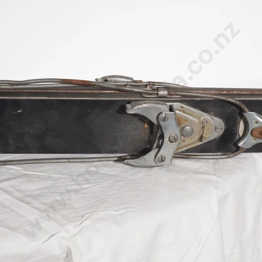 Vintage Head Downhill Skis w Metal Cable Bindings w Leather Straps, Probably Mid Century Image 1++