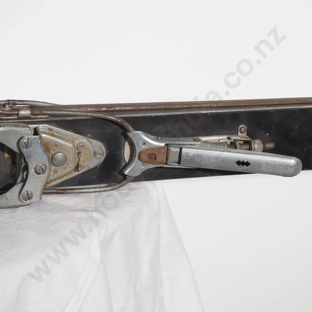 Vintage Head Downhill Skis w Metal Cable Bindings w Leather Straps, Probably Mid Century Image 1++