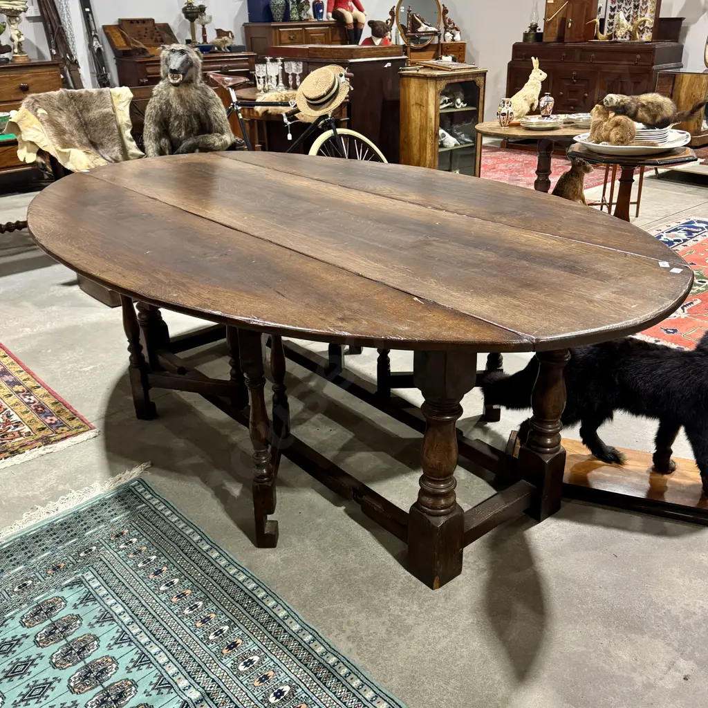 Large Georgian Style Refectory Table w Curved Leaves Image 1++