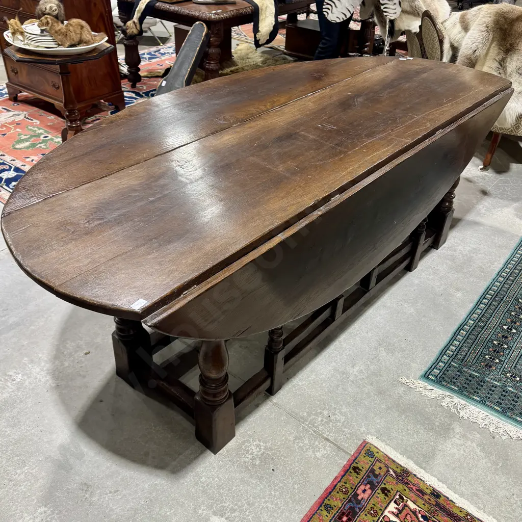 Large Georgian Style Refectory Table w Curved Leaves Image 1++