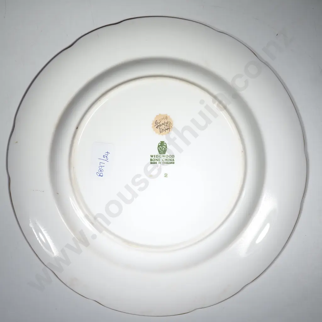 Wedgwood Ruby Tonquin Bone China Plate w Ruby Ground & Gold Floral Decoration & Key Fret Border Image 1++