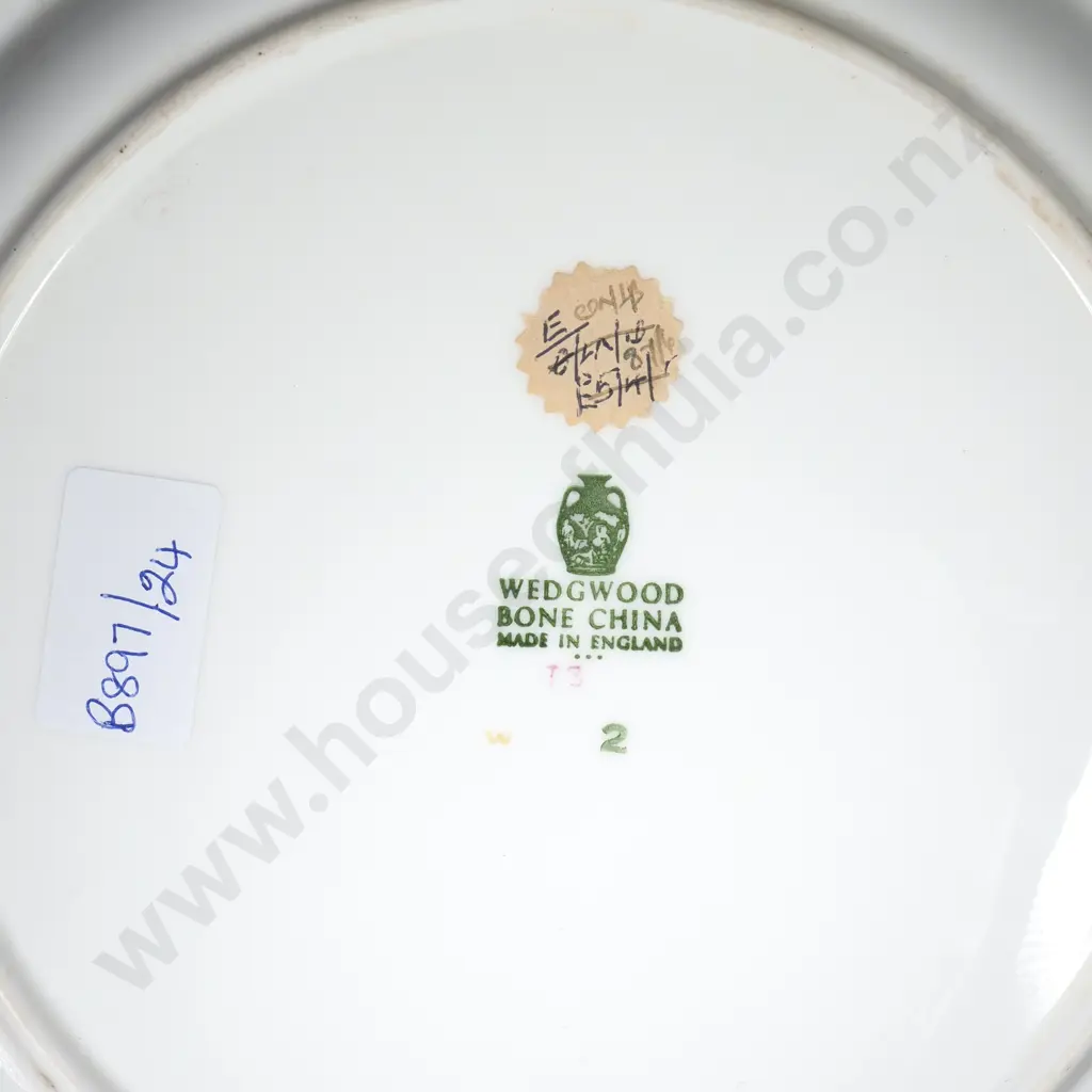Wedgwood Ruby Tonquin Bone China Plate w Ruby Ground & Gold Floral Decoration & Key Fret Border Image 1++