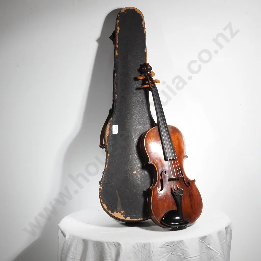 Antique Violin and Bow, No Label in Later Case Image 1++