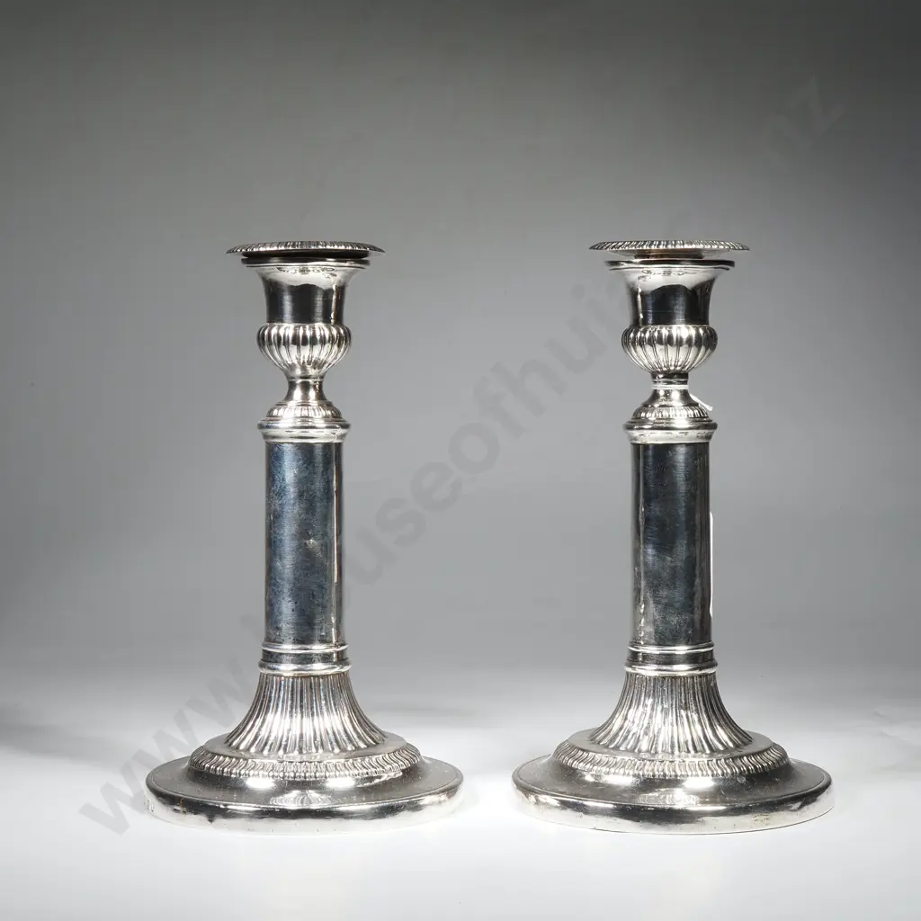 Pair of George 111 Sterling Silver Candlesticks, John Roberts & Co Sheffield 1818 Image 1++