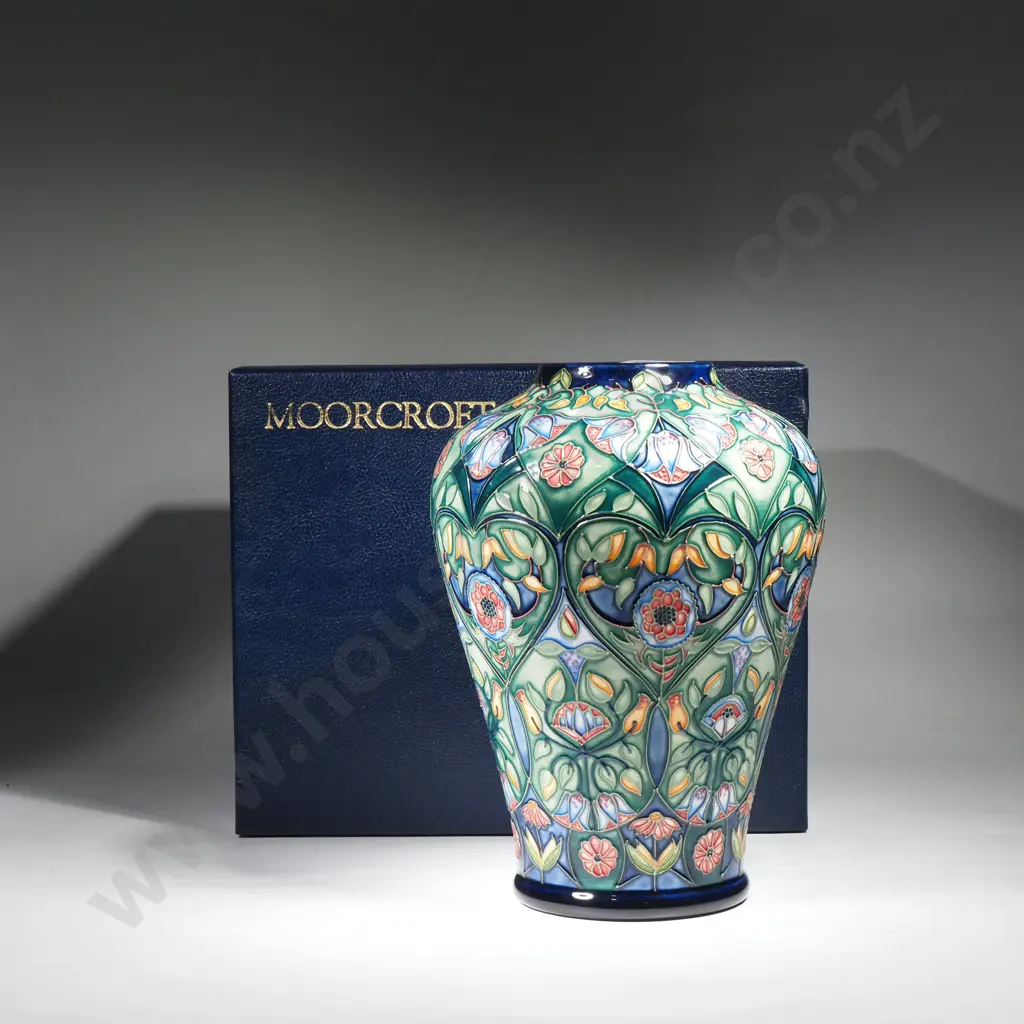 Boxed Moorcroft Anatolia Vase by Rachel Bishop, Moorcroft Collectors Club 2003 Image 1++