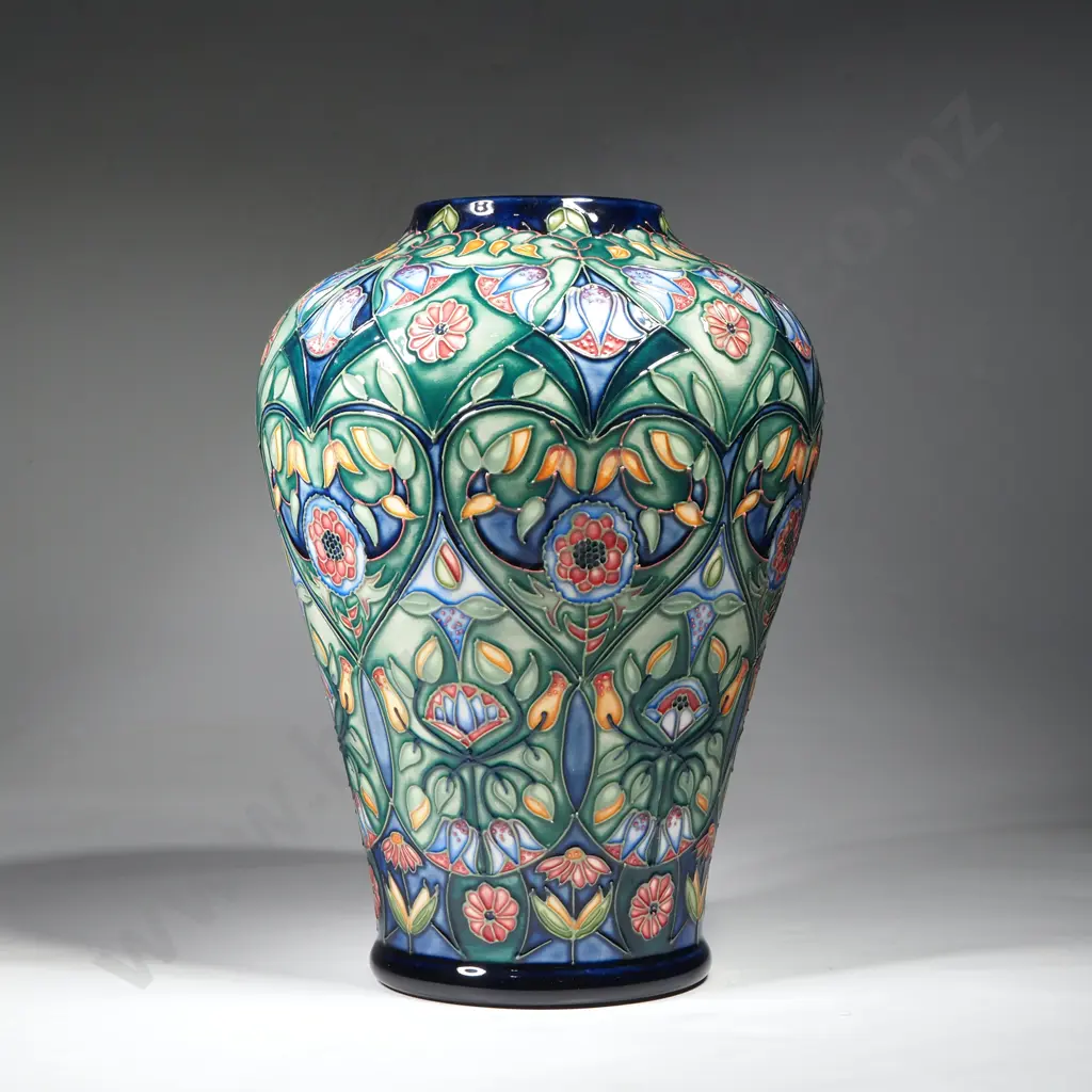 Boxed Moorcroft Anatolia Vase by Rachel Bishop, Moorcroft Collectors Club 2003 Image 1++