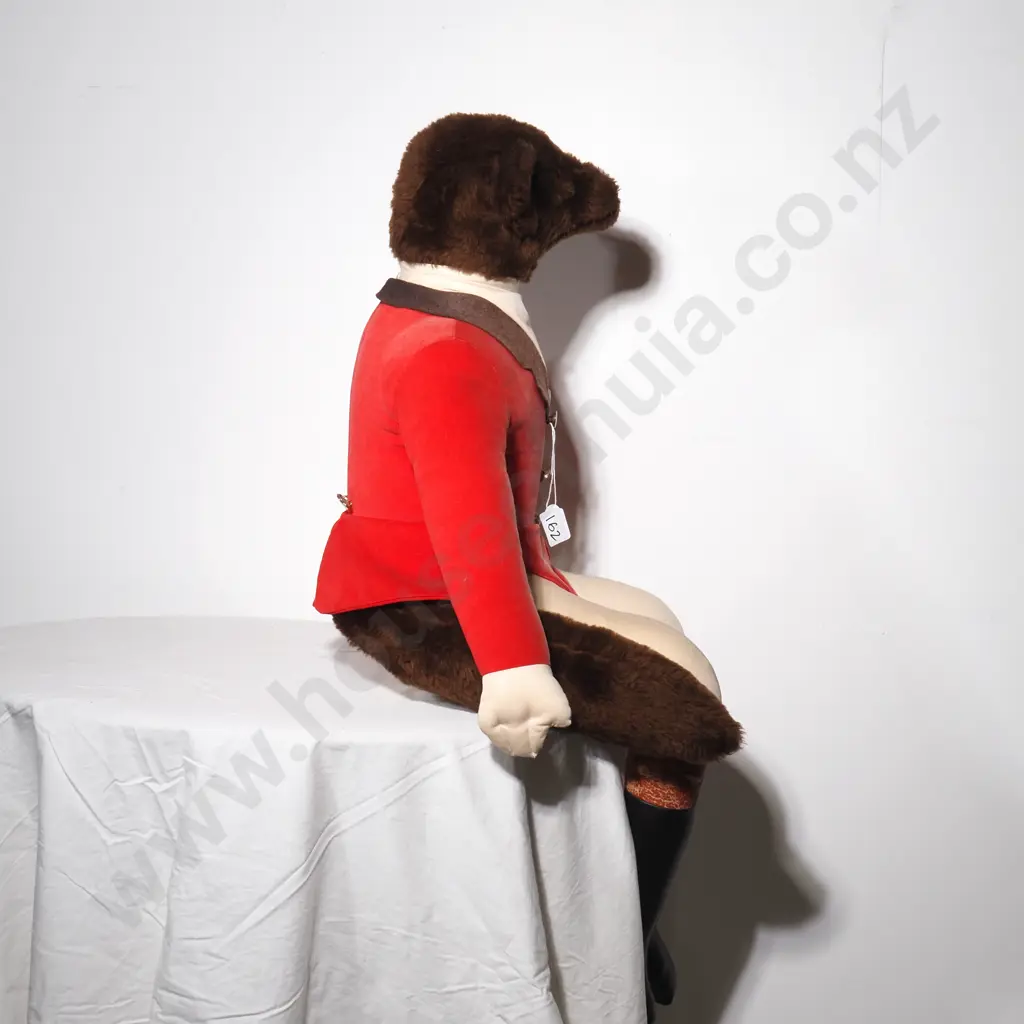 Large Seated Hunting Fox Stuffed Toy in Red Coat Image 1++