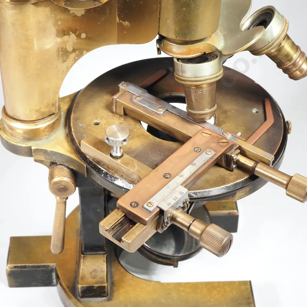 Antique Brass Carl Zeiss No 3 Monocular Microscope (Serial No. 19303) Housed in a Fitted Wooden Carrying Case Approx1892 Image 1++