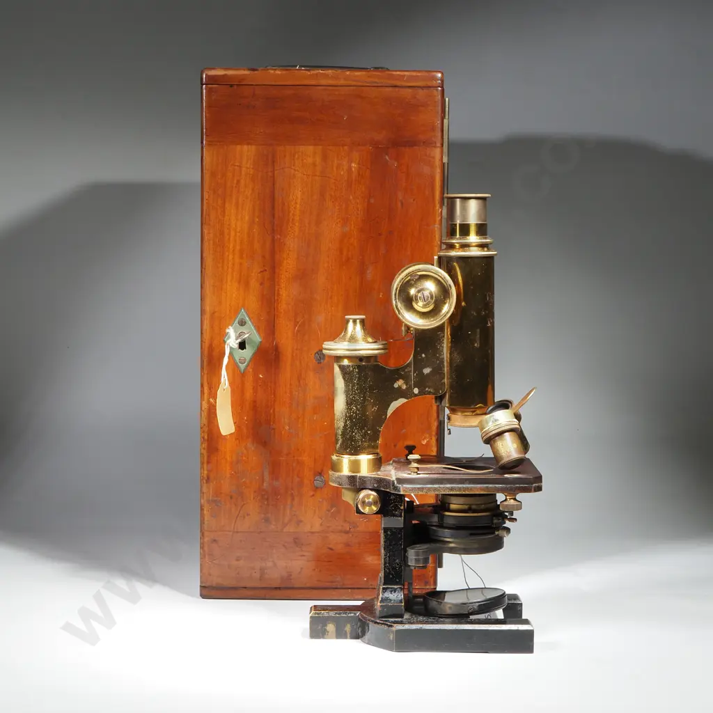 Collectible Carl Zeiss/Jena /Nr 25205 Brass Monocular Compound Microscope in Original Mahogany Box Image 1++