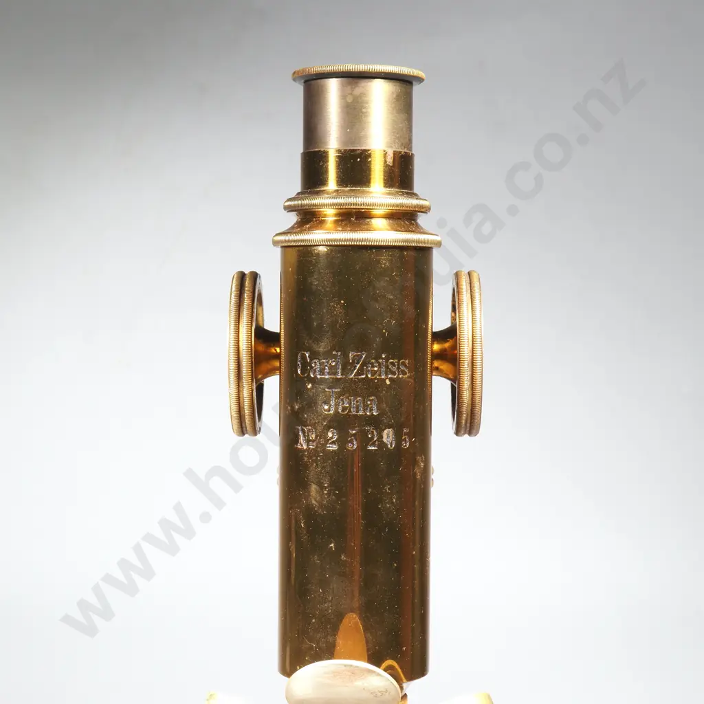 Collectible Carl Zeiss/Jena /Nr 25205 Brass Monocular Compound Microscope in Original Mahogany Box Image 1++